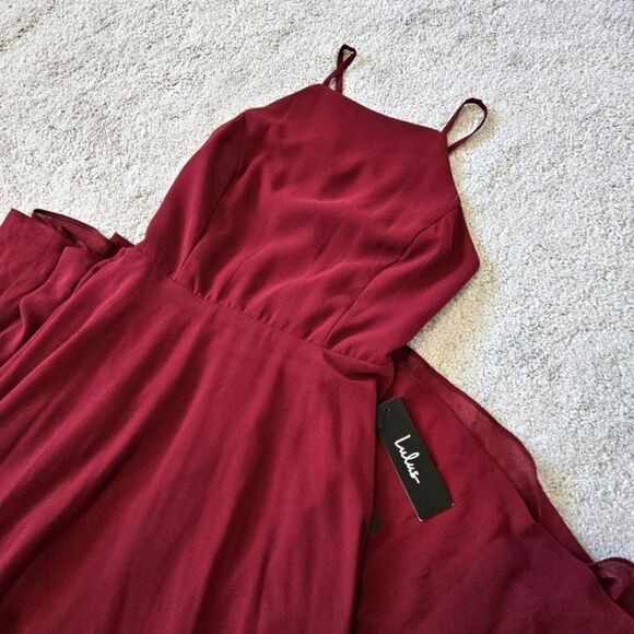 NWT Lulus | Mythical Kind of Love Wine Red Maxi Flowy Long Dress, Women's Small - Picture 6 of 11